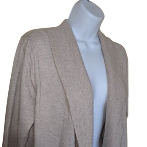 -Beige Open Front Cardigan Size Large - Picture 2 of 3